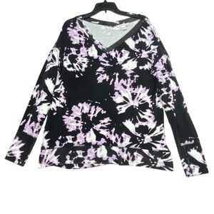 Athleta Coaster Luxe Sweatshirt Women's L Tie Dye V- Neck Long Sleeve Pullover